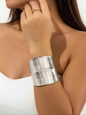 Bold Hammered Silver Cuff Bracelet